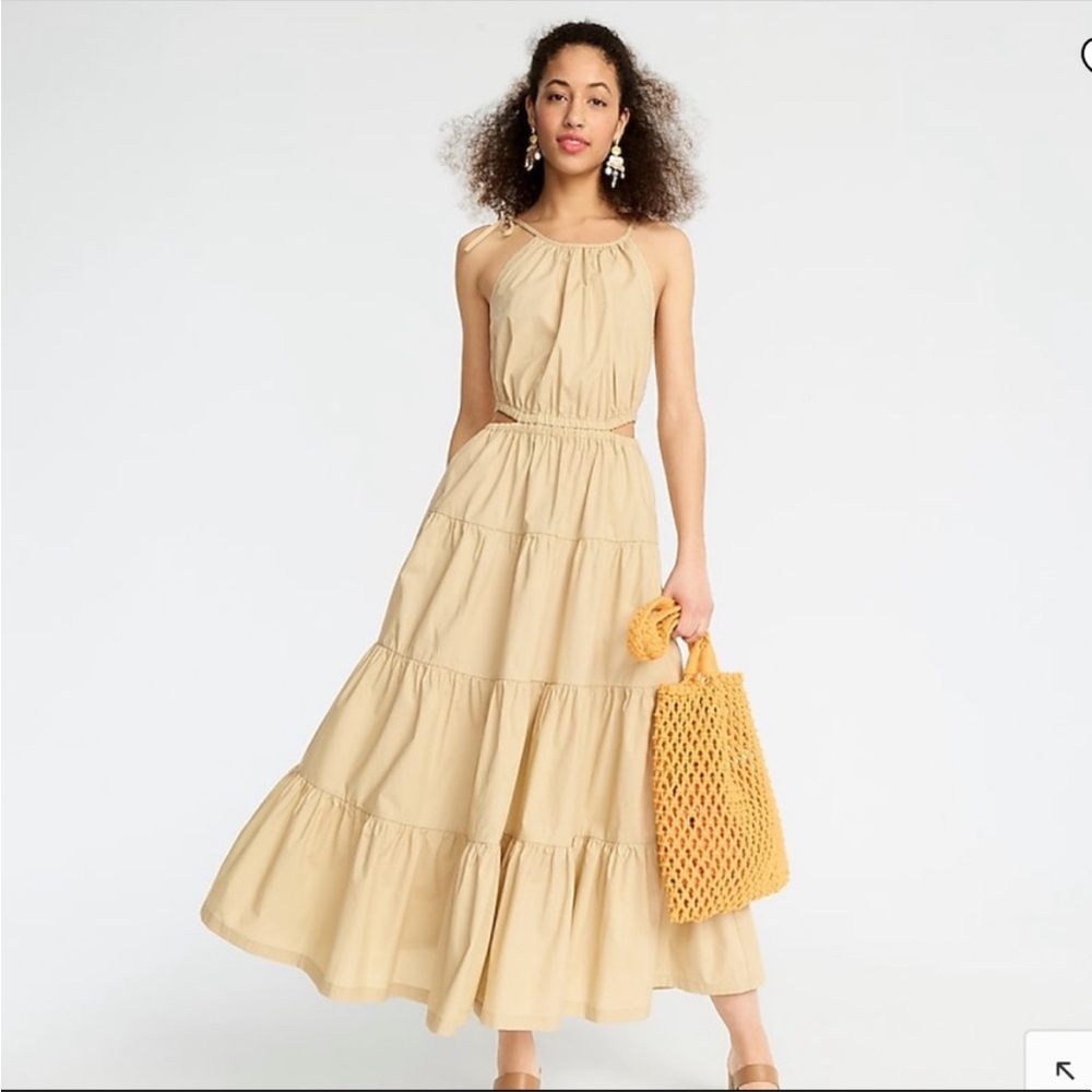 J Crew Harbour Side-Cutout Dress light khaki sz: L